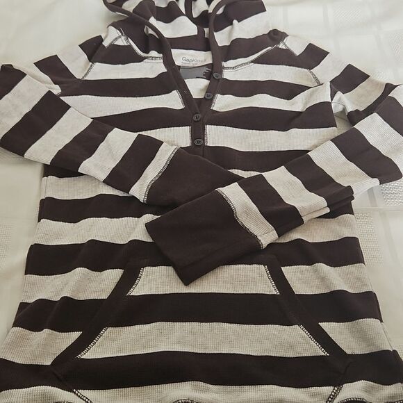 Gap Kids Hoodie Long Sleeves Sweater With Kangaroo Pockets Size 8 Brown/ Cream - Picture 11 of 16